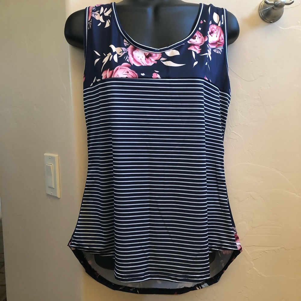 Floral and striped tank